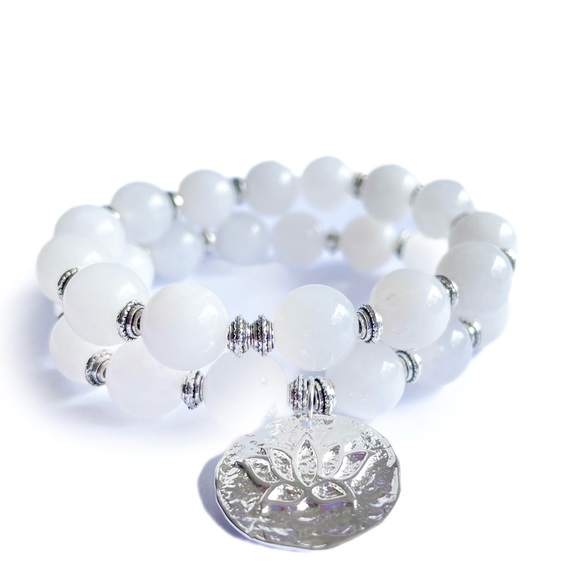 2 X Unisex white jade Handmade Stackable Bracelet set. - Picture 4 of 5